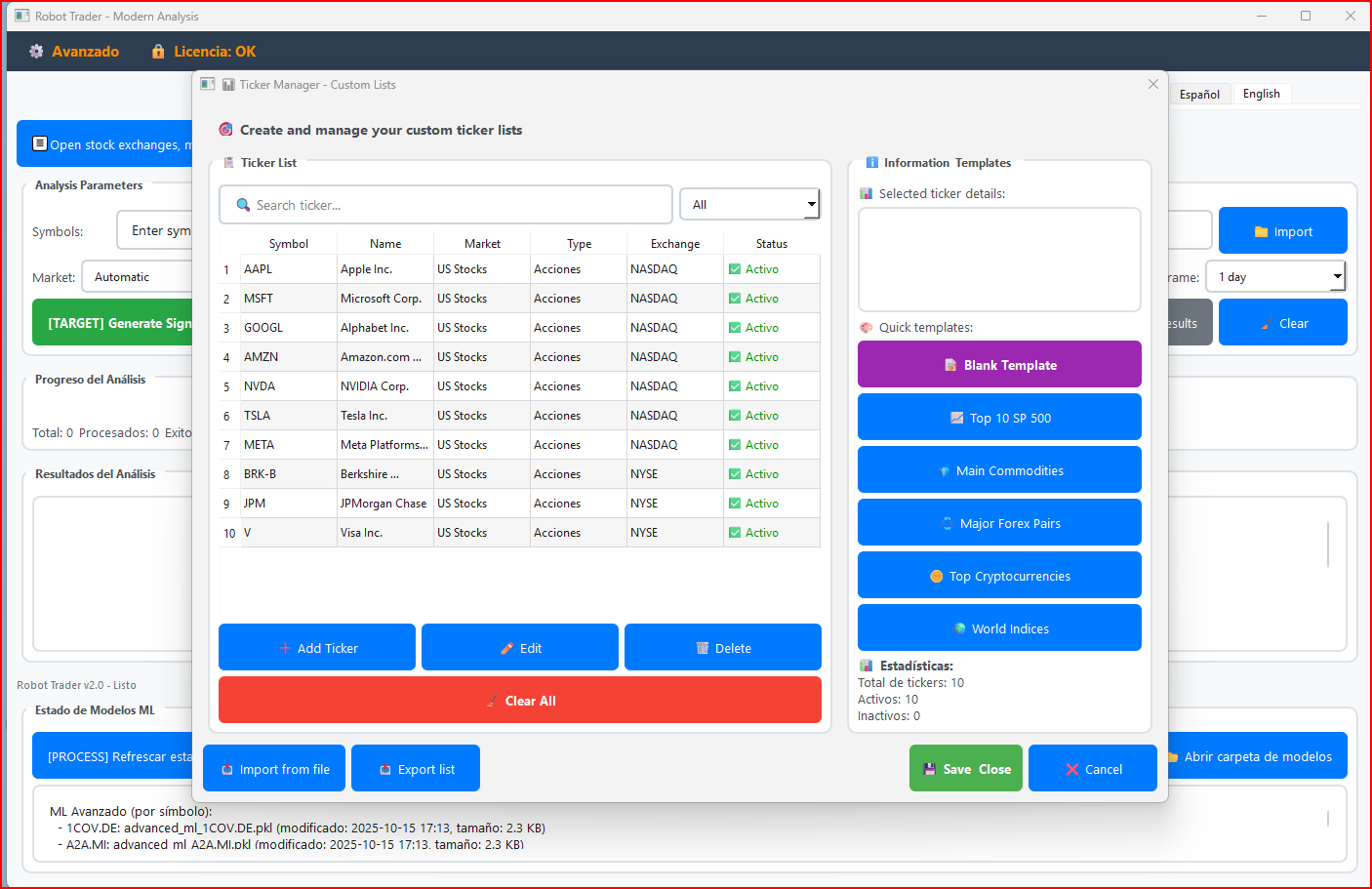Ticker Manager - Create custom market lists